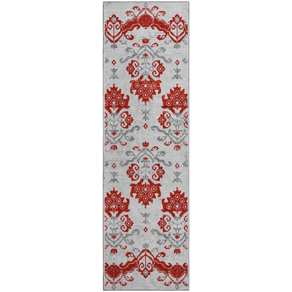 Premium Machine Washable Mayfield AMF759 Red 2'3" x 7'6" Runner Rug. Picture 1
