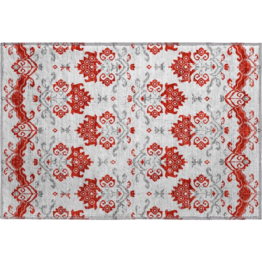Premium Machine Washable Mayfield AMF759 Red 1'8" x 2'6" Rug. Picture 1