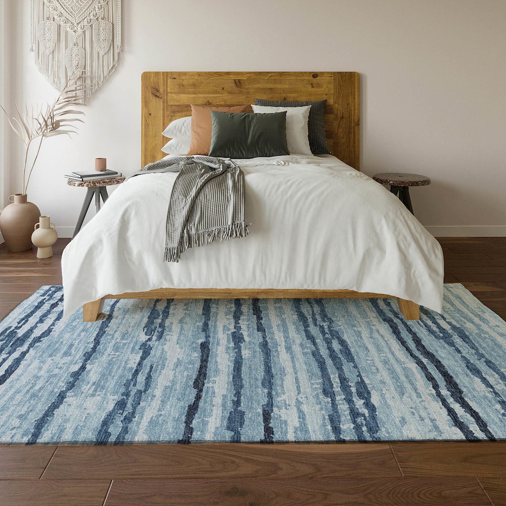 Premium Machine Washable Mayfield  Blue 2'6" x 3'10" Rug. Picture 6