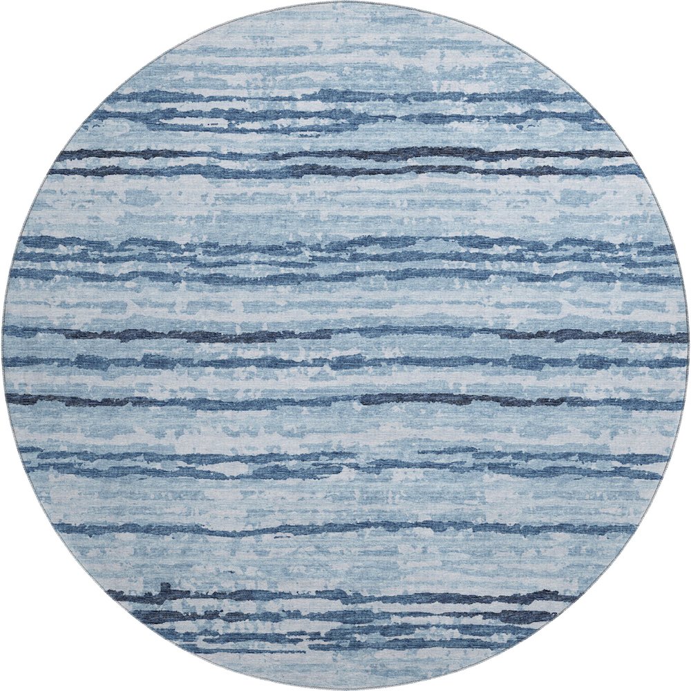 Premium Machine Washable Mayfield  Blue 8' x 8' Round Rug. Picture 1