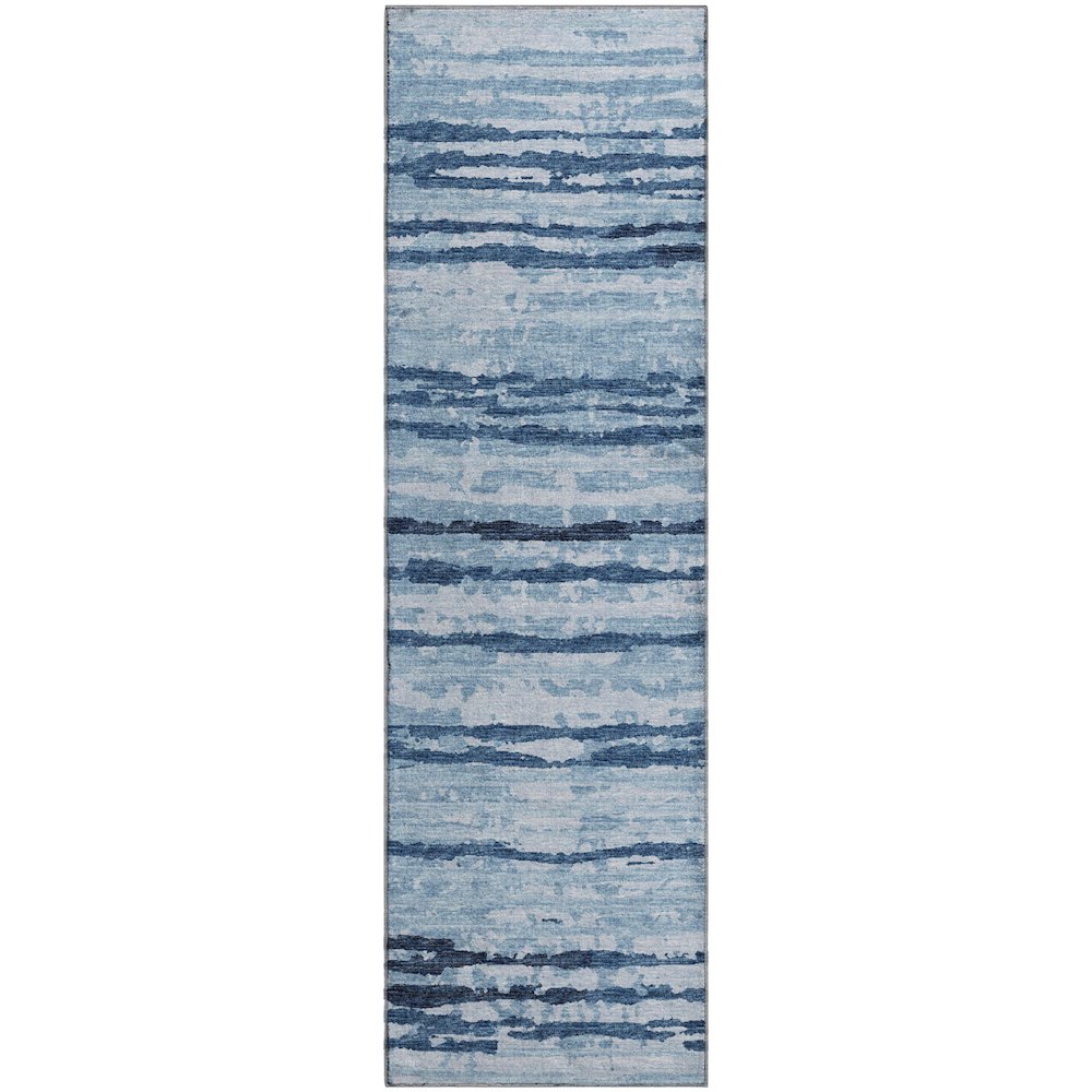 Premium Machine Washable Mayfield  Blue 2'3" x 7'6" Runner Rug. Picture 1