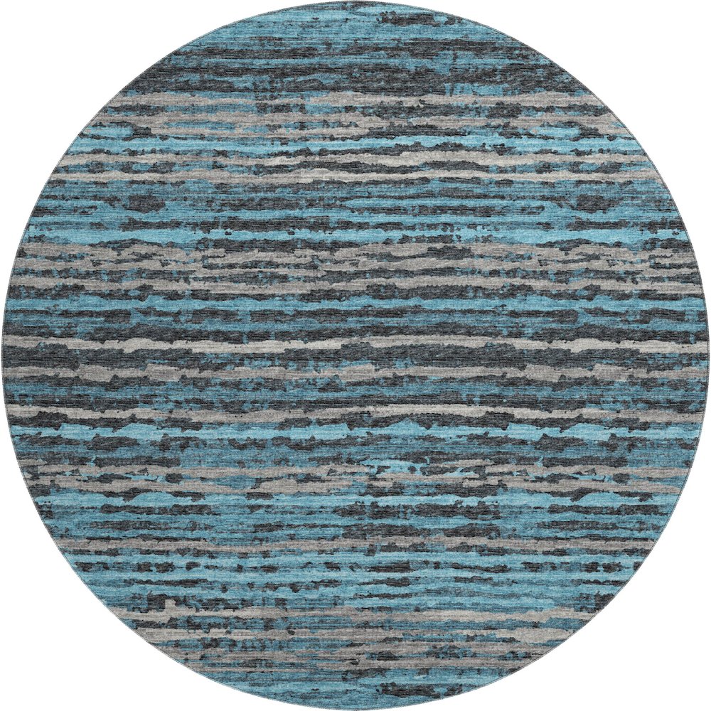 Premium Machine Washable Mayfield  Peacock 8' x 8' Round Rug. Picture 1