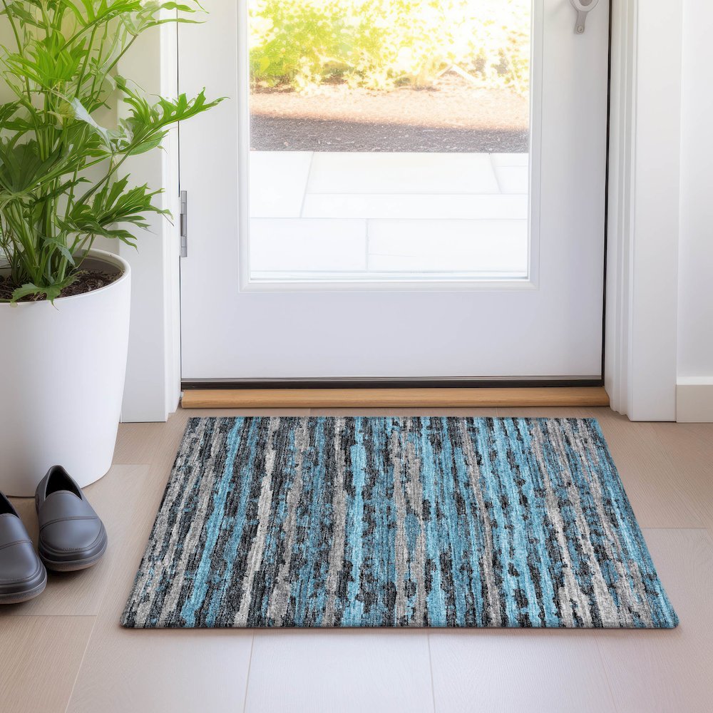 Premium Machine Washable Mayfield  Peacock 1'8" x 2'6" Rug. Picture 5