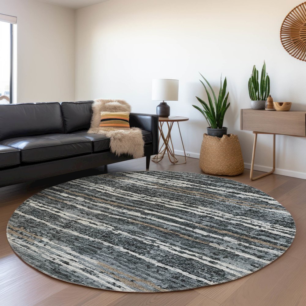 Premium Machine Washable Mayfield  Shadow 8' x 8' Round Rug. Picture 5