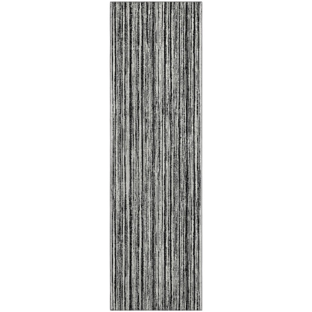 Premium Machine Washable Mayfield AMF760 Black 2'3" x 7'6" Runner Rug. Picture 1