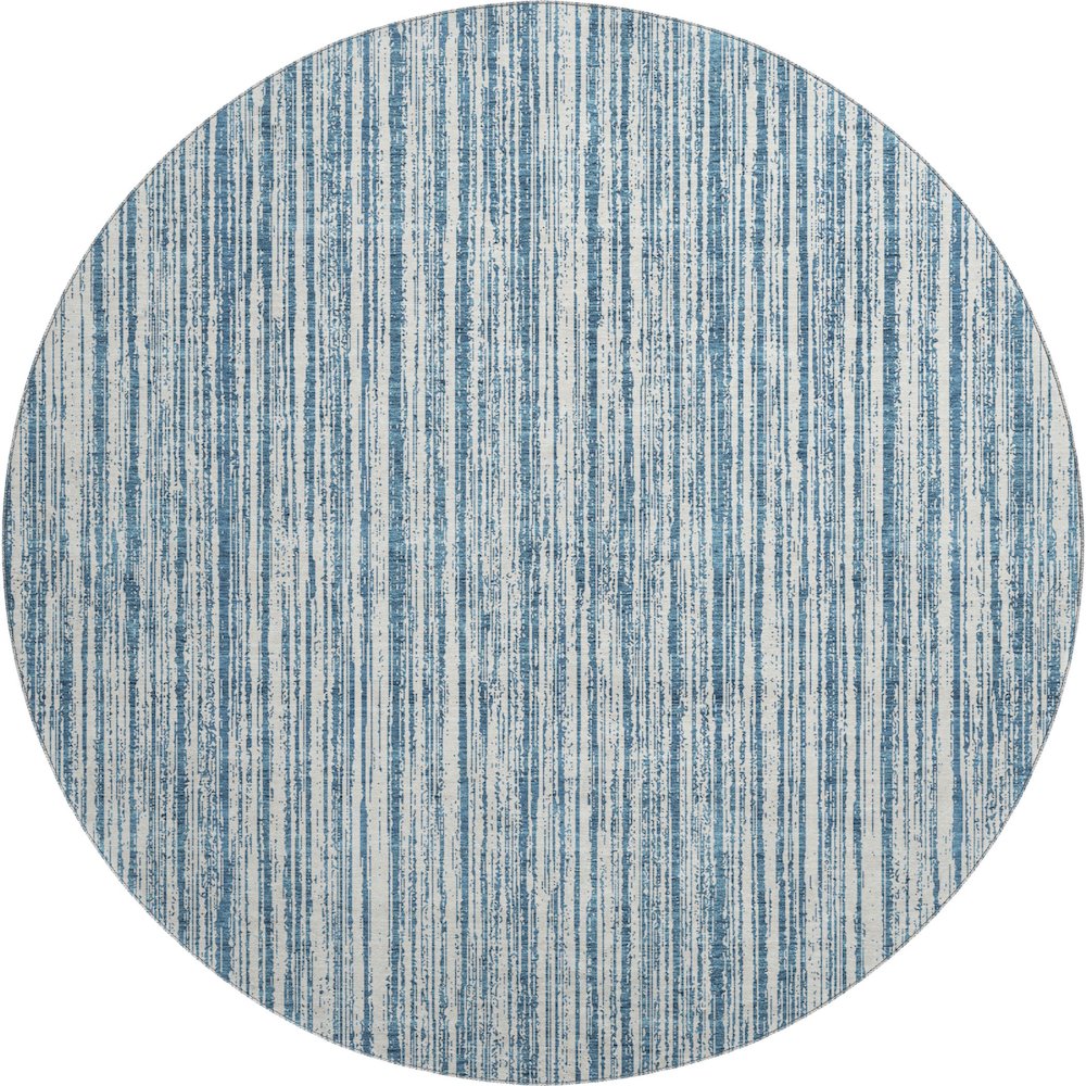 Premium Machine Washable Mayfield AMF760 Blue 8' x 8' Round Rug. Picture 1