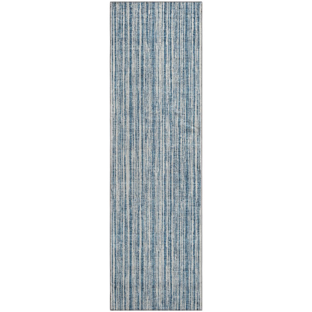 Premium Machine Washable Mayfield AMF760 Blue 2'3" x 7'6" Runner Rug. Picture 1