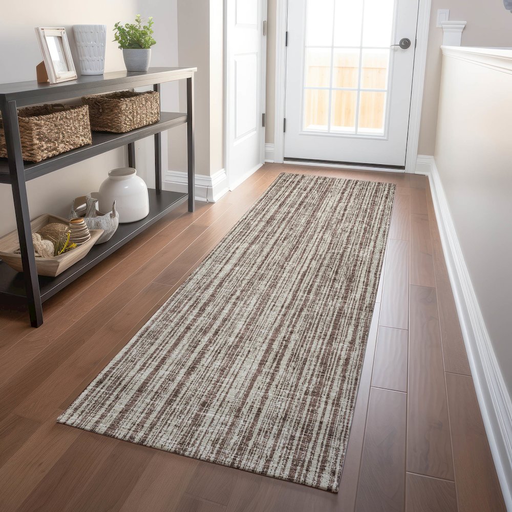 Premium Machine Washable Mayfield AMF760 Brown 2'3" x 7'6" Runner Rug. Picture 5