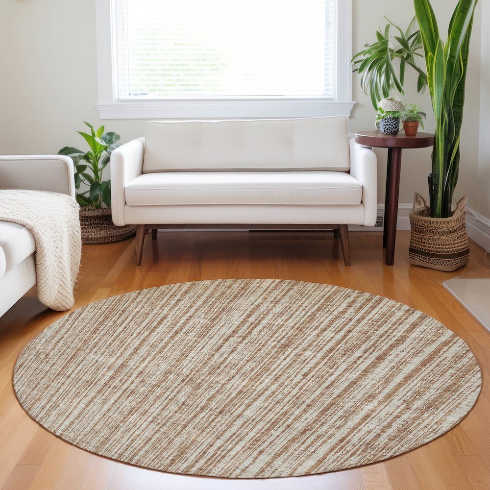 Premium Machine Washable Mayfield AMF760 Paprika 8' x 8' Round Rug. Picture 5