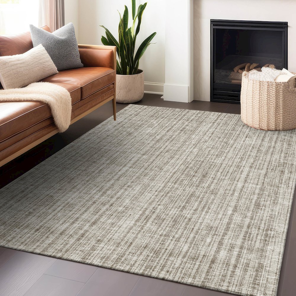 Premium Machine Washable Mayfield AMF760 Taupe 2'6" x 3'10" Rug. Picture 6