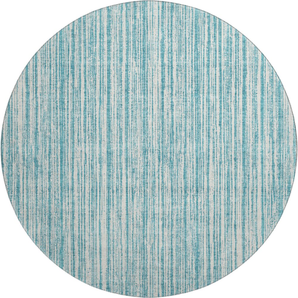 Premium Machine Washable Mayfield AMF760 Teal 8' x 8' Round Rug. Picture 1