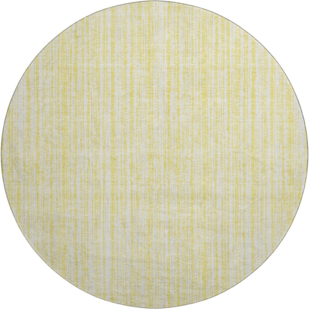 Premium Machine Washable Mayfield AMF760 Yellow 8' x 8' Round Rug. Picture 1
