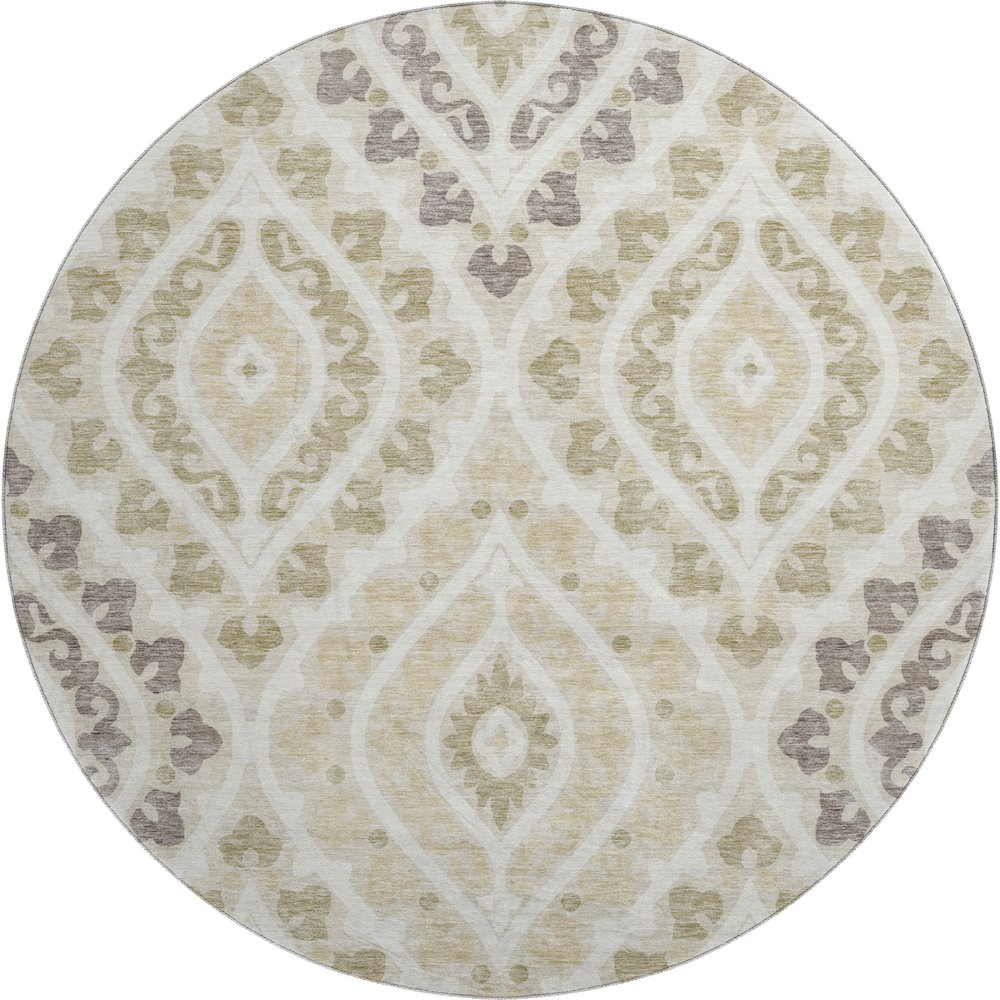 Premium Machine Washable Mayfield AMF761 Beige 8' x 8' Round Rug. Picture 1