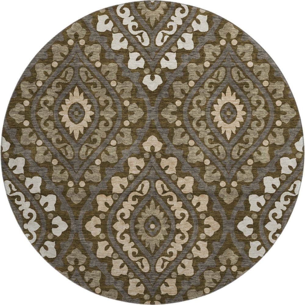 Premium Machine Washable Mayfield AMF761 Fudge 8' x 8' Round Rug. Picture 1