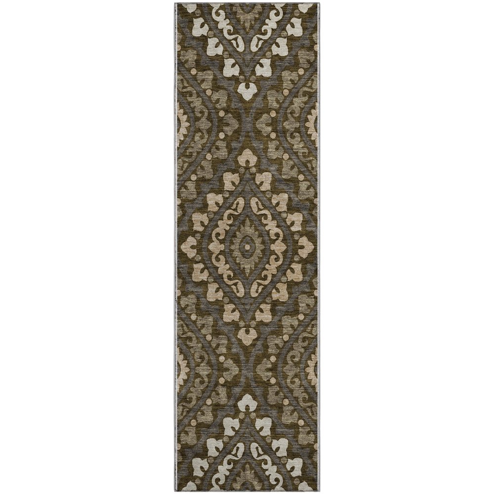 Premium Machine Washable Mayfield AMF761 Fudge 2'3" x 7'6" Runner Rug. Picture 1