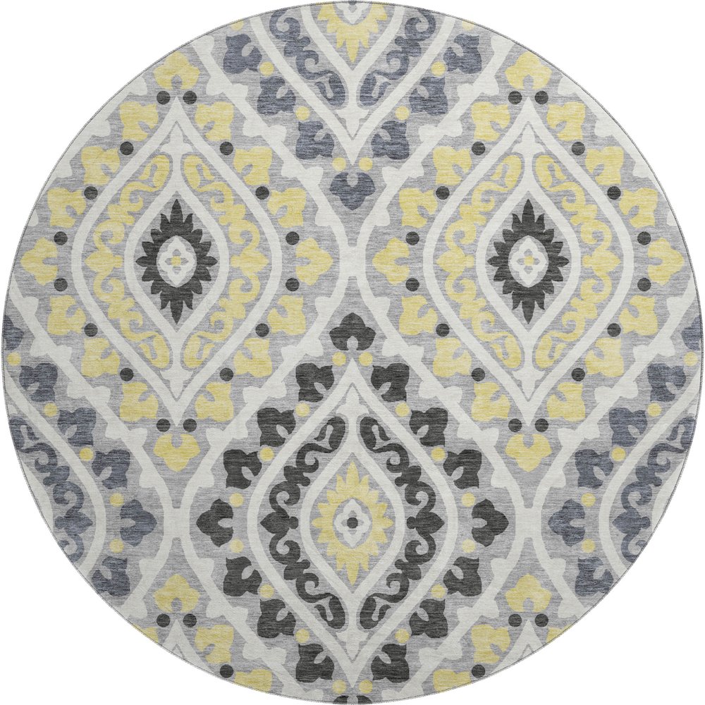 Premium Machine Washable Mayfield AMF761 Gray 8' x 8' Round Rug. Picture 1