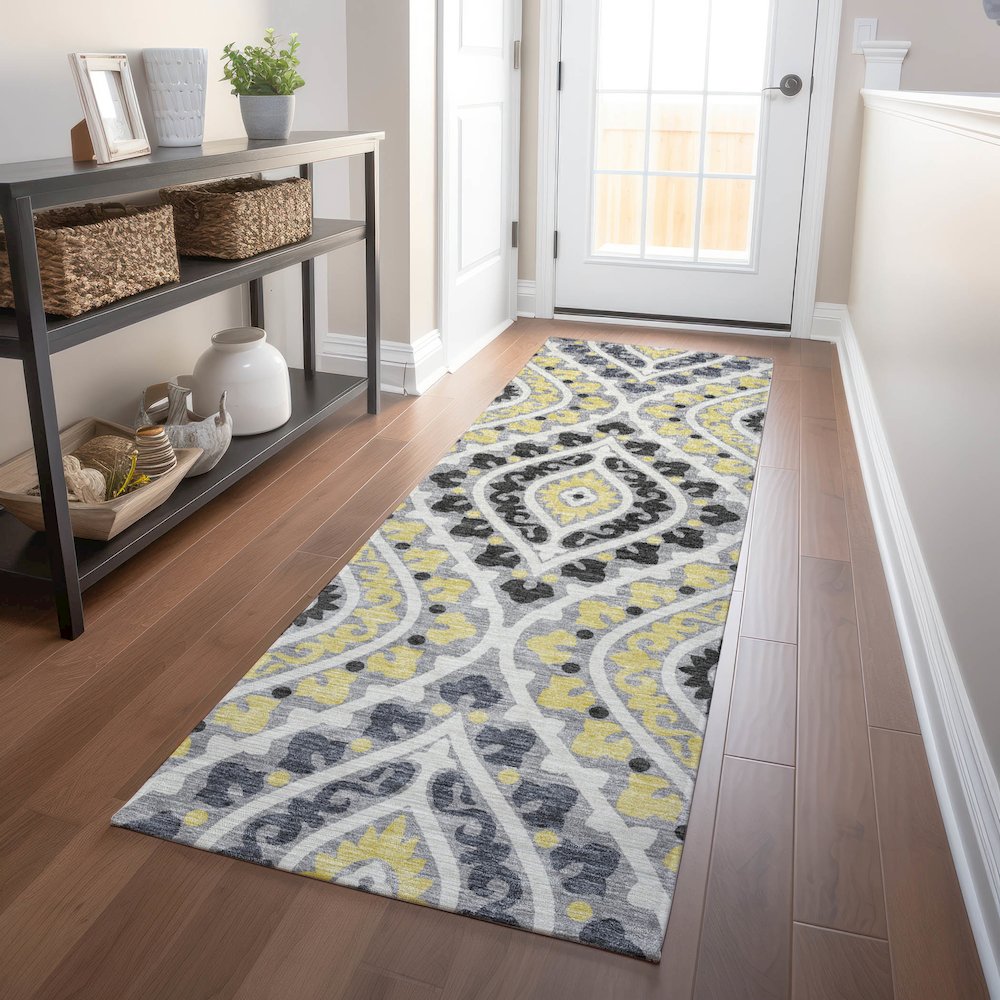 Premium Machine Washable Mayfield AMF761 Gray 2'3" x 7'6" Runner Rug. Picture 5