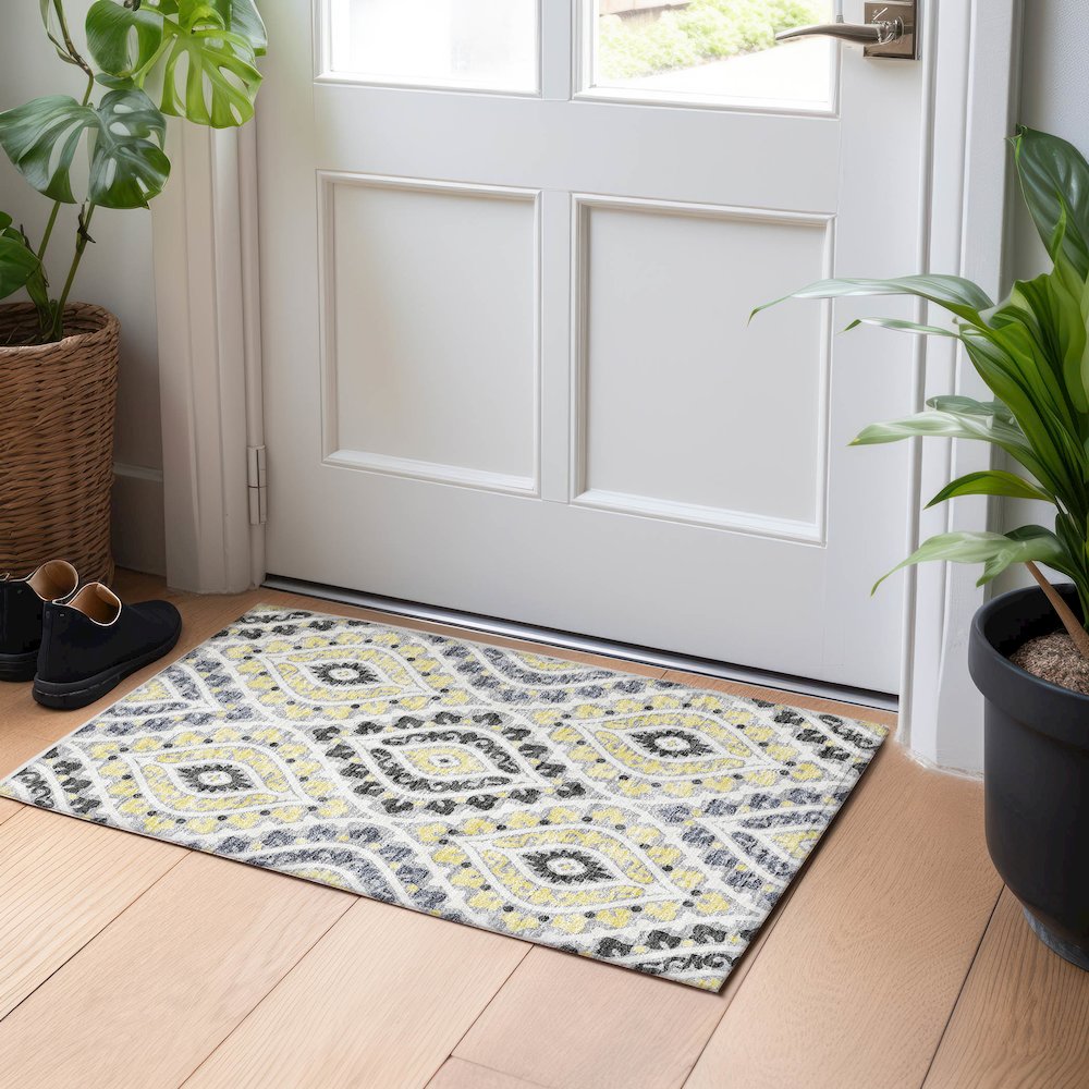 Premium Machine Washable Mayfield AMF761 Gray 1'8" x 2'6" Rug. Picture 5
