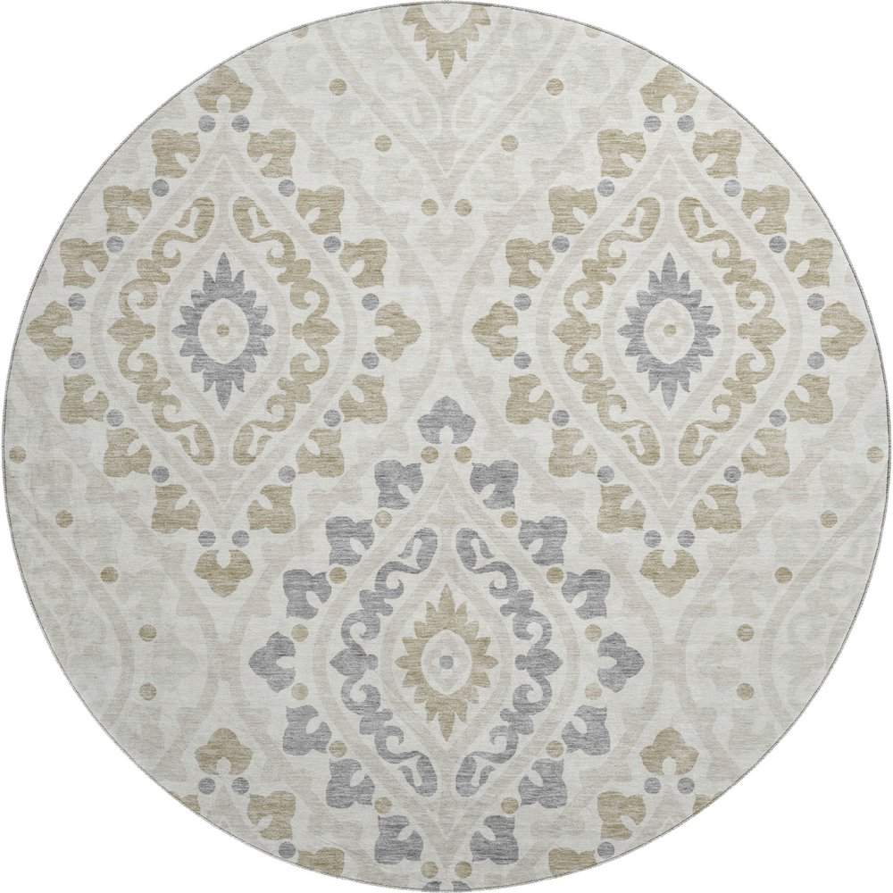Premium Machine Washable Mayfield AMF761 Ivory 8' x 8' Round Rug. Picture 1