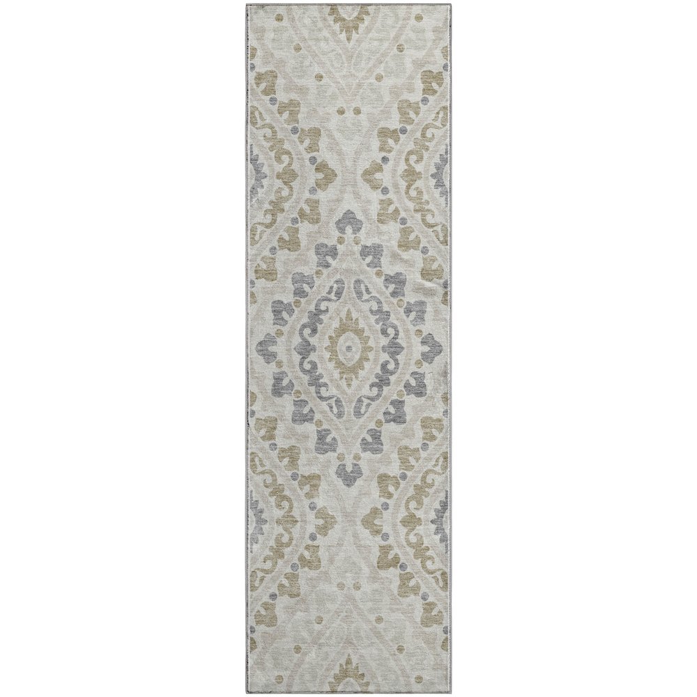 Premium Machine Washable Mayfield AMF761 Ivory 2'3" x 7'6" Runner Rug. Picture 1