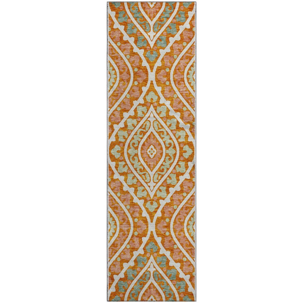 Premium Machine Washable Mayfield AMF761 Orange 2'3" x 7'6" Runner Rug. Picture 1