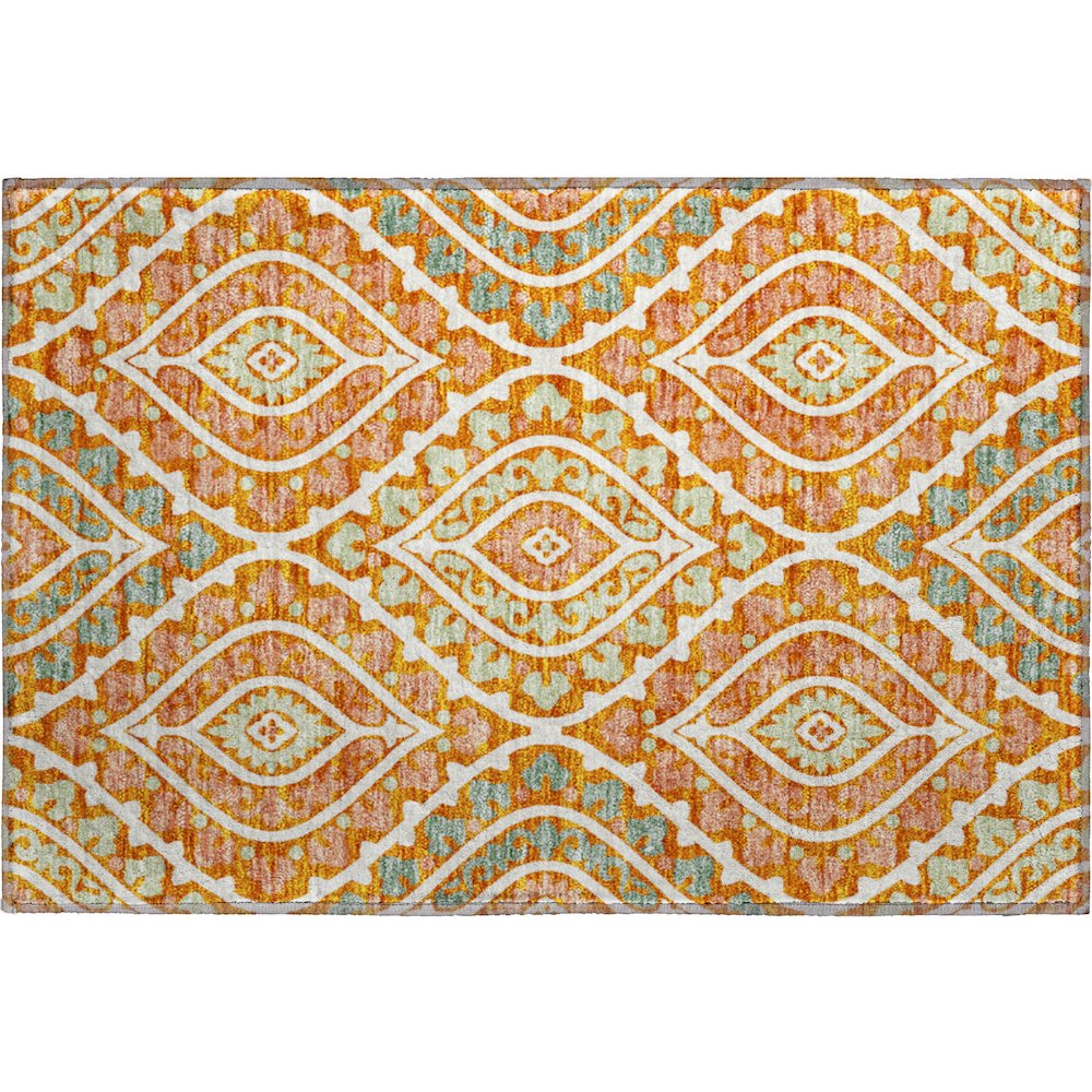 Premium Machine Washable Mayfield AMF761 Orange 1'8" x 2'6" Rug. Picture 1