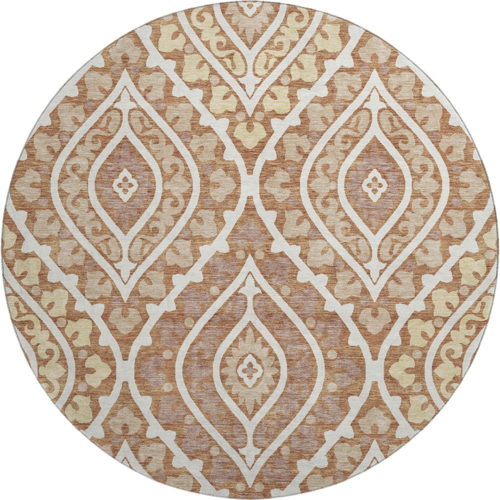 Premium Machine Washable Mayfield AMF761 Paprika 8' x 8' Round Rug. Picture 1