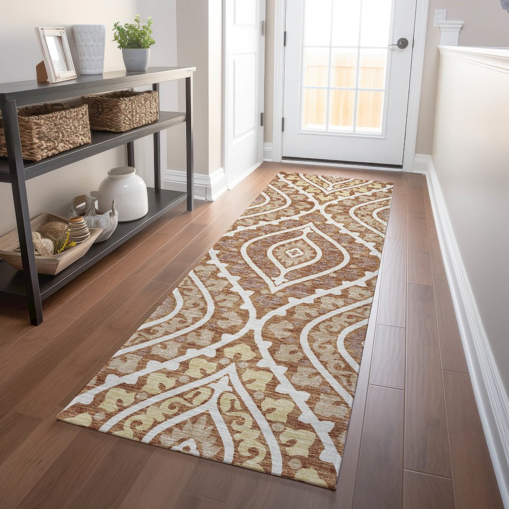 Premium Machine Washable Mayfield AMF761 Paprika 2'3" x 7'6" Runner Rug. Picture 5