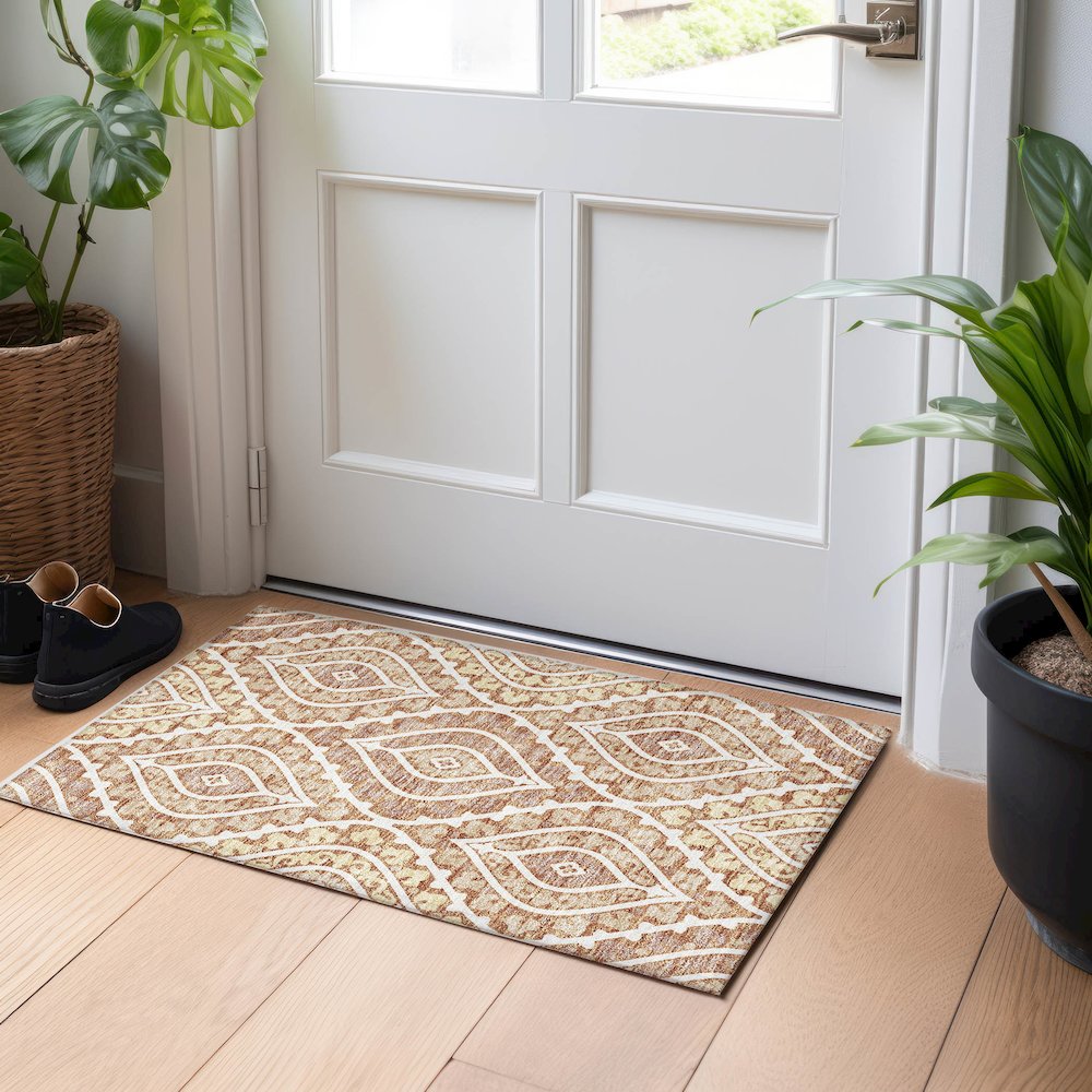 Premium Machine Washable Mayfield AMF761 Paprika 1'8" x 2'6" Rug. Picture 5