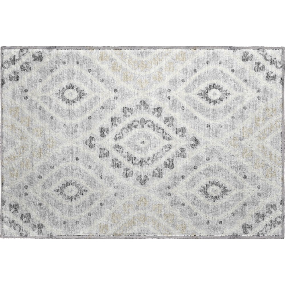 Premium Machine Washable Mayfield AMF761 Silver 1'8" x 2'6" Rug. Picture 1