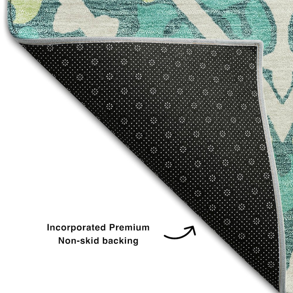 Premium Machine Washable Mayfield AMF761 Teal 1'8" x 2'6" Rug. Picture 2