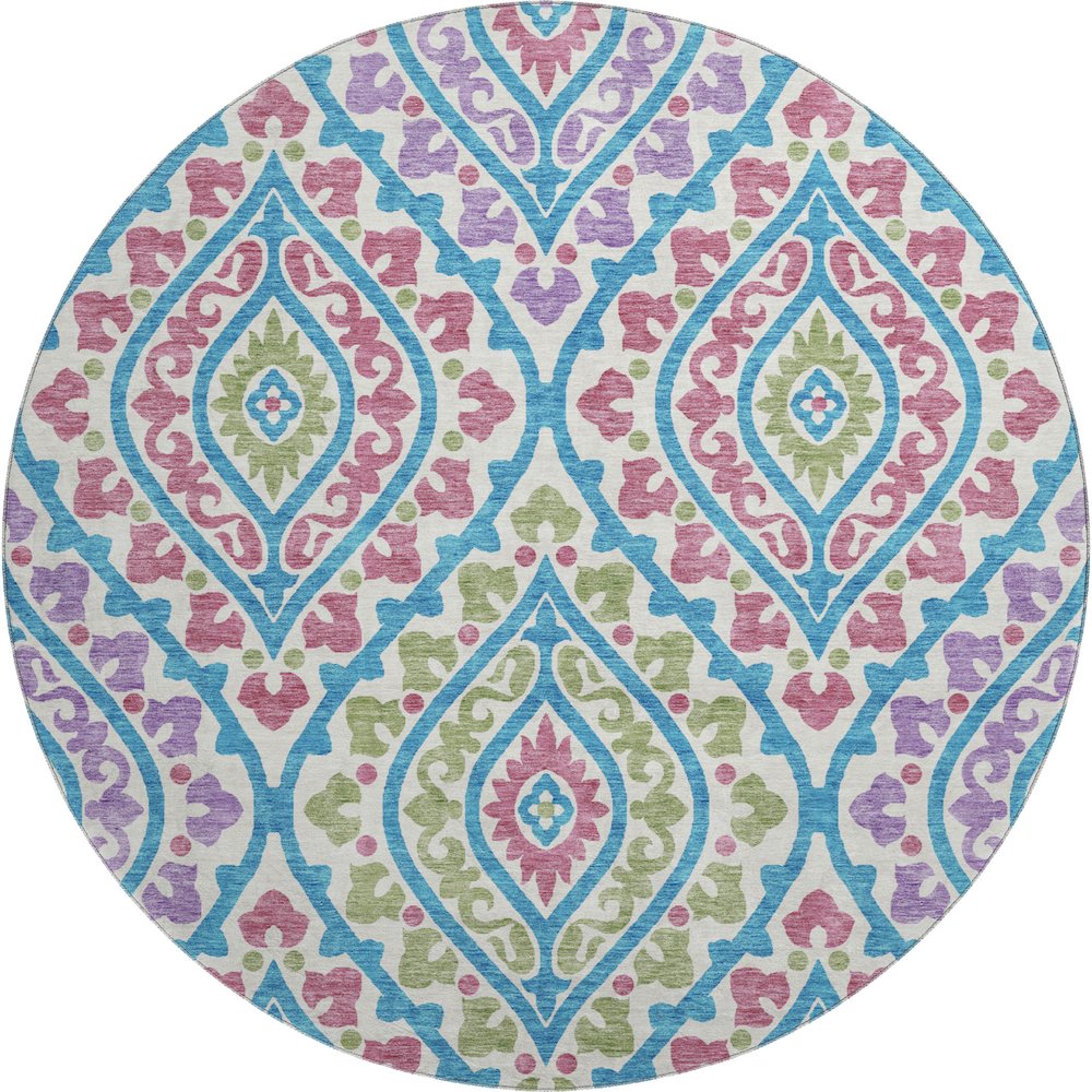 Premium Machine Washable Mayfield AMF761 White 8' x 8' Round Rug. Picture 1