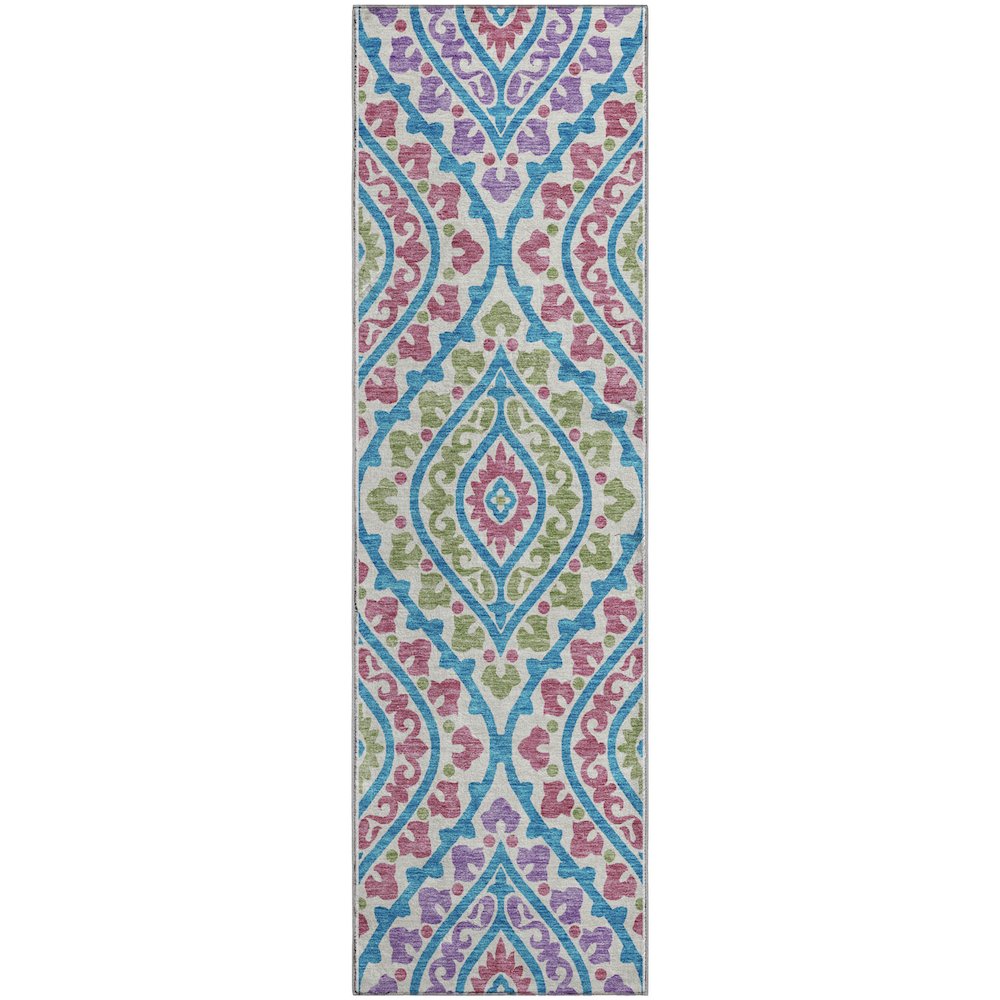 Premium Machine Washable Mayfield AMF761 White 2'3" x 7'6" Runner Rug. Picture 1