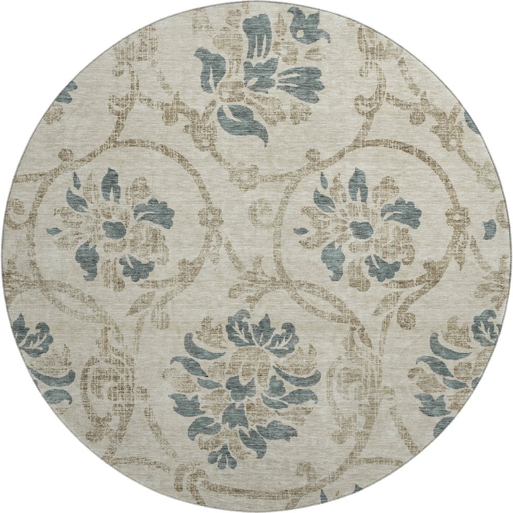 Premium Machine Washable Mayfield AMF762 Beige 8' x 8' Round Rug. Picture 1