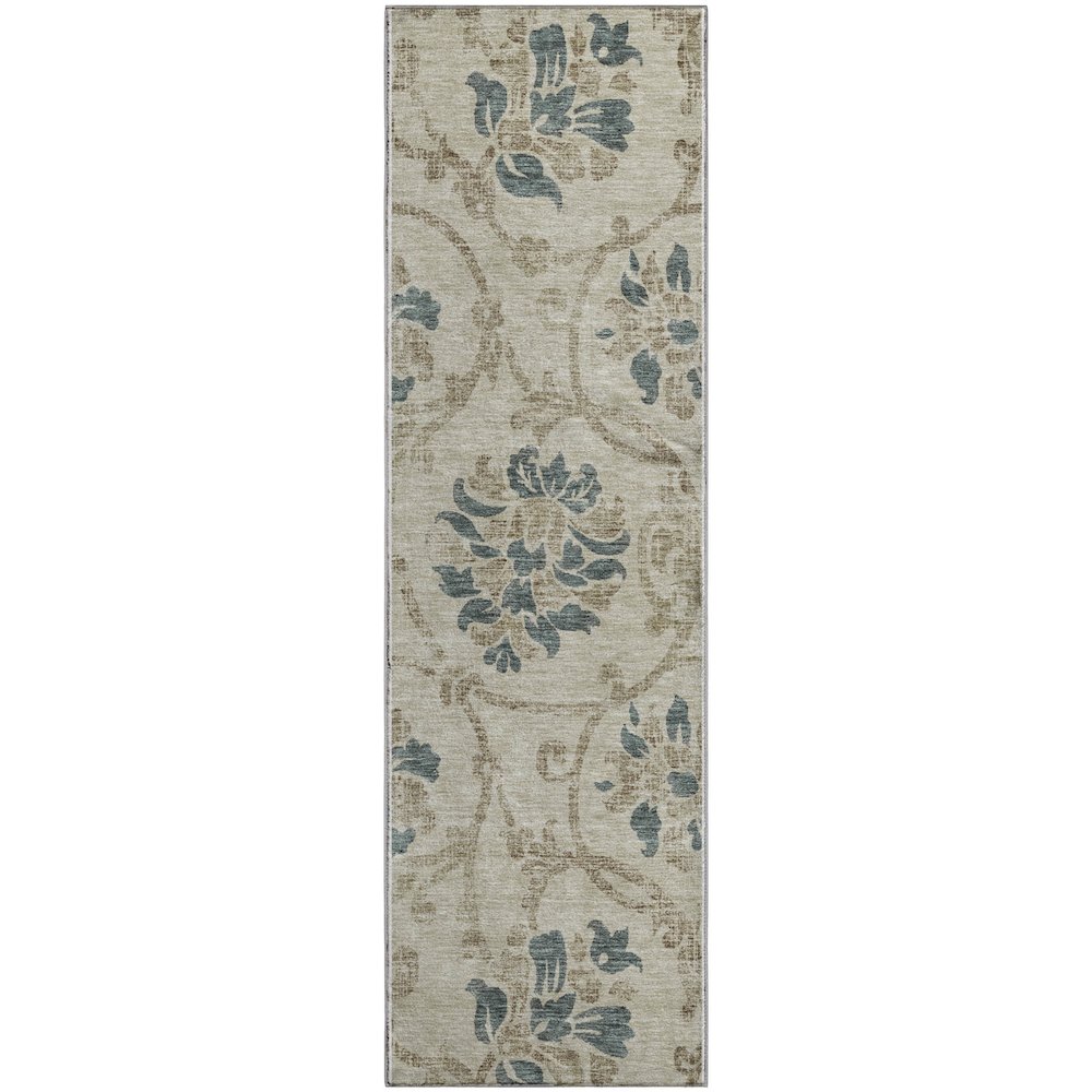 Premium Machine Washable Mayfield AMF762 Beige 2'3" x 7'6" Runner Rug. Picture 1