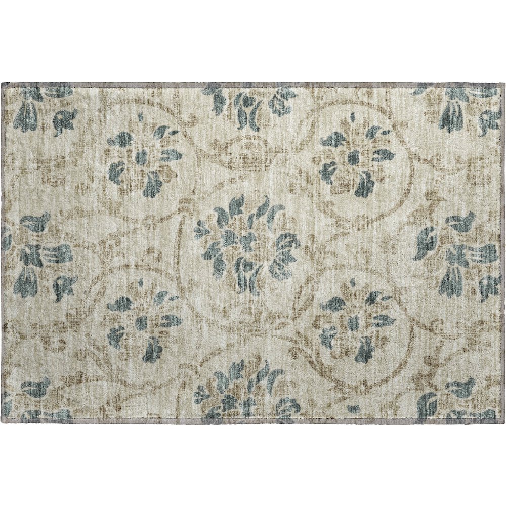 Premium Machine Washable Mayfield AMF762 Beige 1'8" x 2'6" Rug. Picture 1