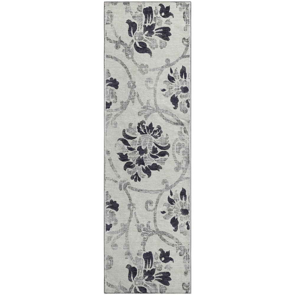 Premium Machine Washable Mayfield AMF762 Black 2'3" x 7'6" Runner Rug. Picture 1