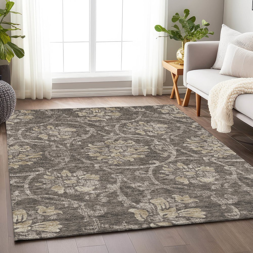 Premium Machine Washable Mayfield AMF762 Brown 2'6" x 3'10" Rug. Picture 5
