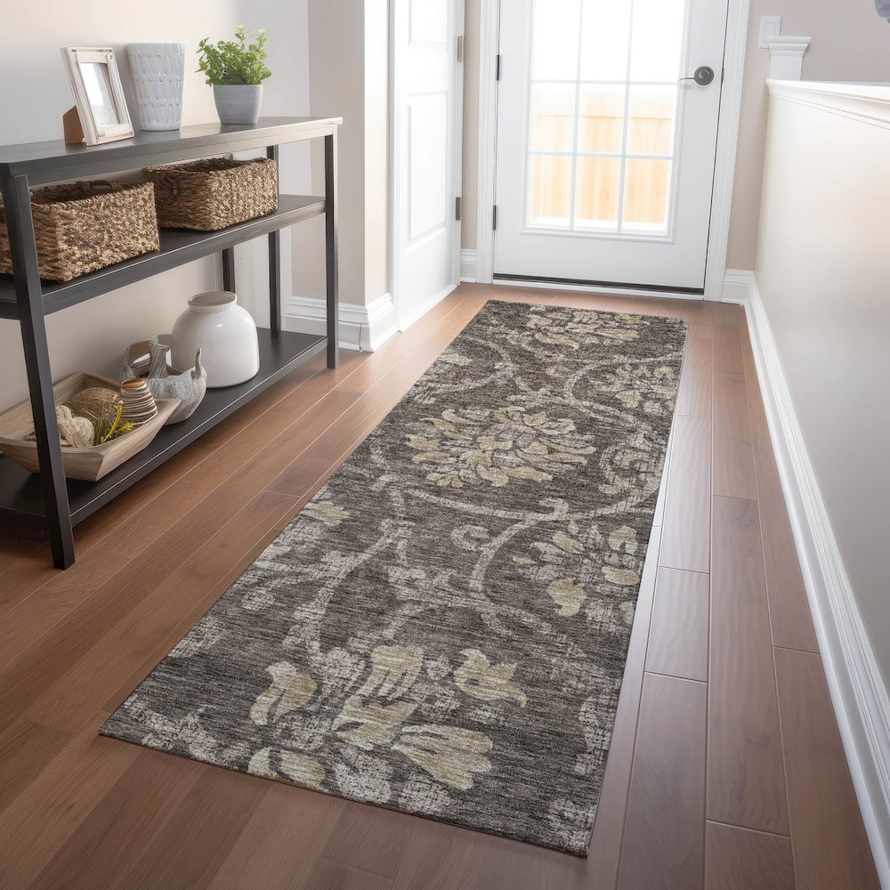 Premium Machine Washable Mayfield AMF762 Brown 2'3" x 7'6" Runner Rug. Picture 5