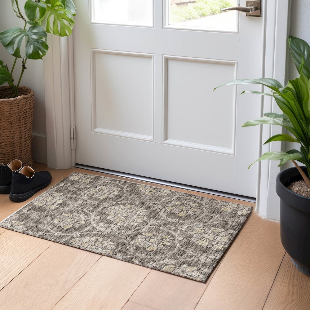 Premium Machine Washable Mayfield AMF762 Brown 1'8" x 2'6" Rug. Picture 5