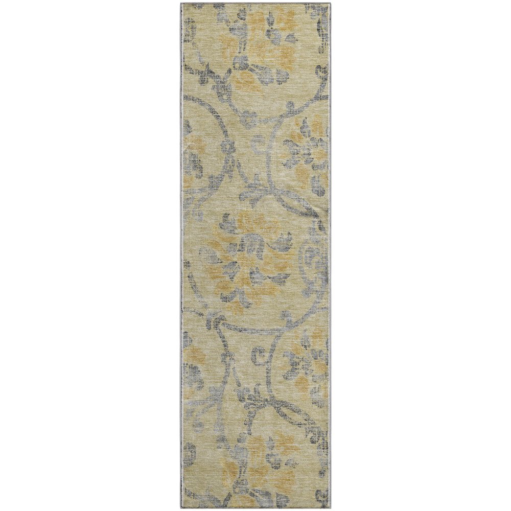 Premium Machine Washable Mayfield AMF762 Gold 2'3" x 7'6" Runner Rug. Picture 1