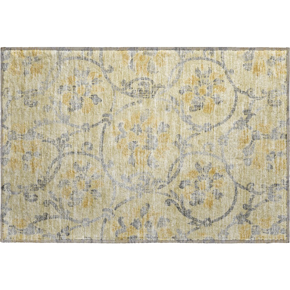 Premium Machine Washable Mayfield AMF762 Gold 1'8" x 2'6" Rug. Picture 1