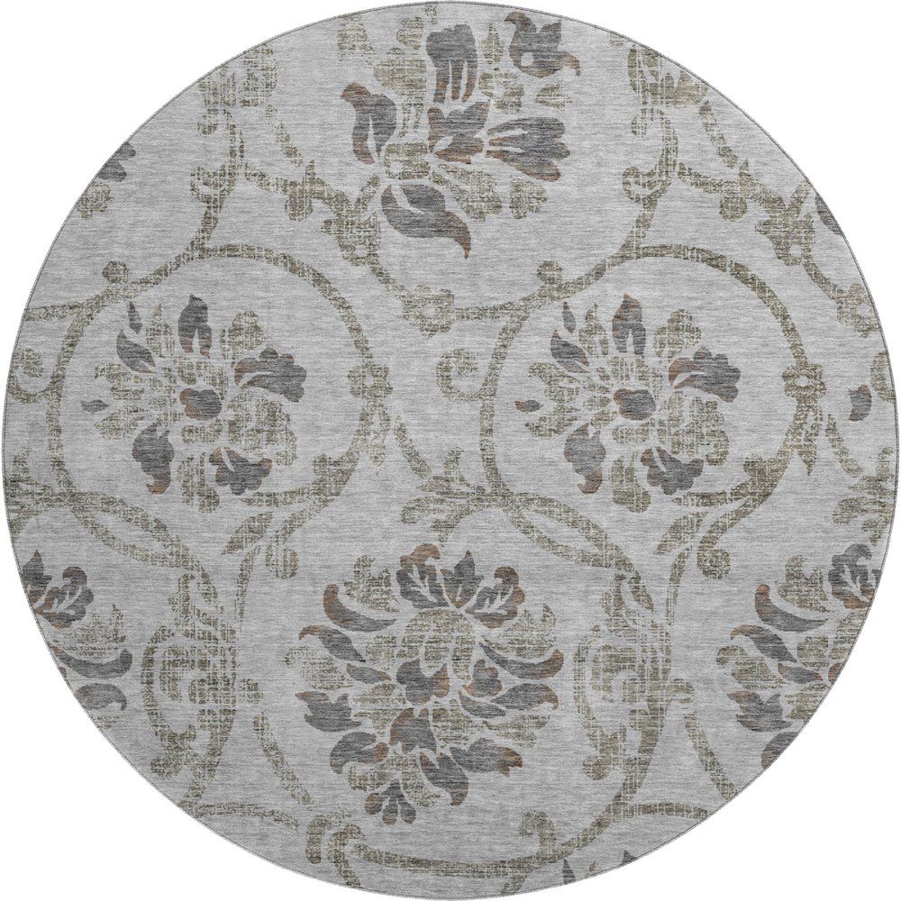 Premium Machine Washable Mayfield AMF762 Gray 8' x 8' Round Rug. Picture 1