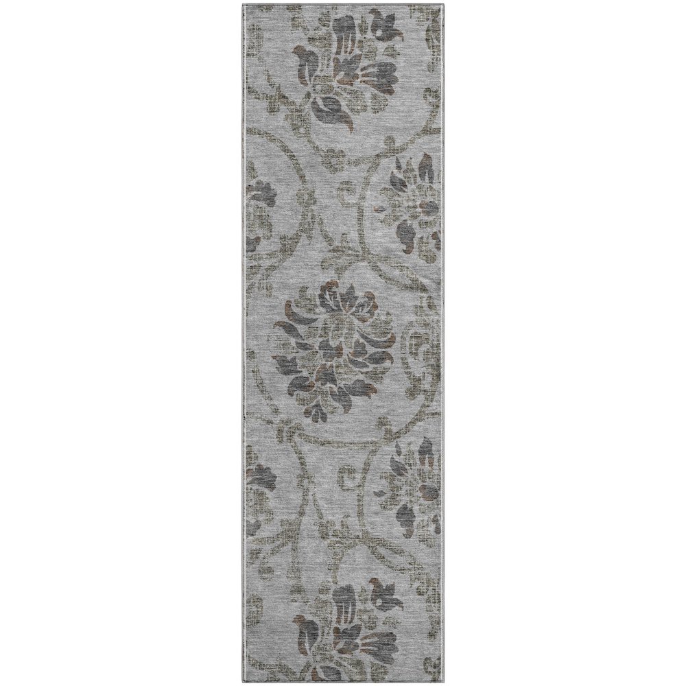Premium Machine Washable Mayfield AMF762 Gray 2'3" x 7'6" Runner Rug. Picture 1