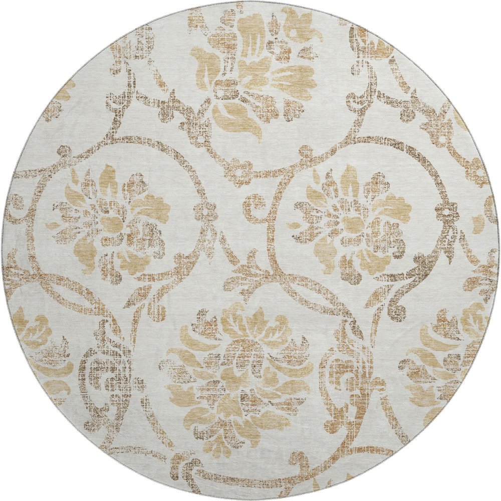 Premium Machine Washable Mayfield AMF762 Ivory 8' x 8' Round Rug. Picture 1