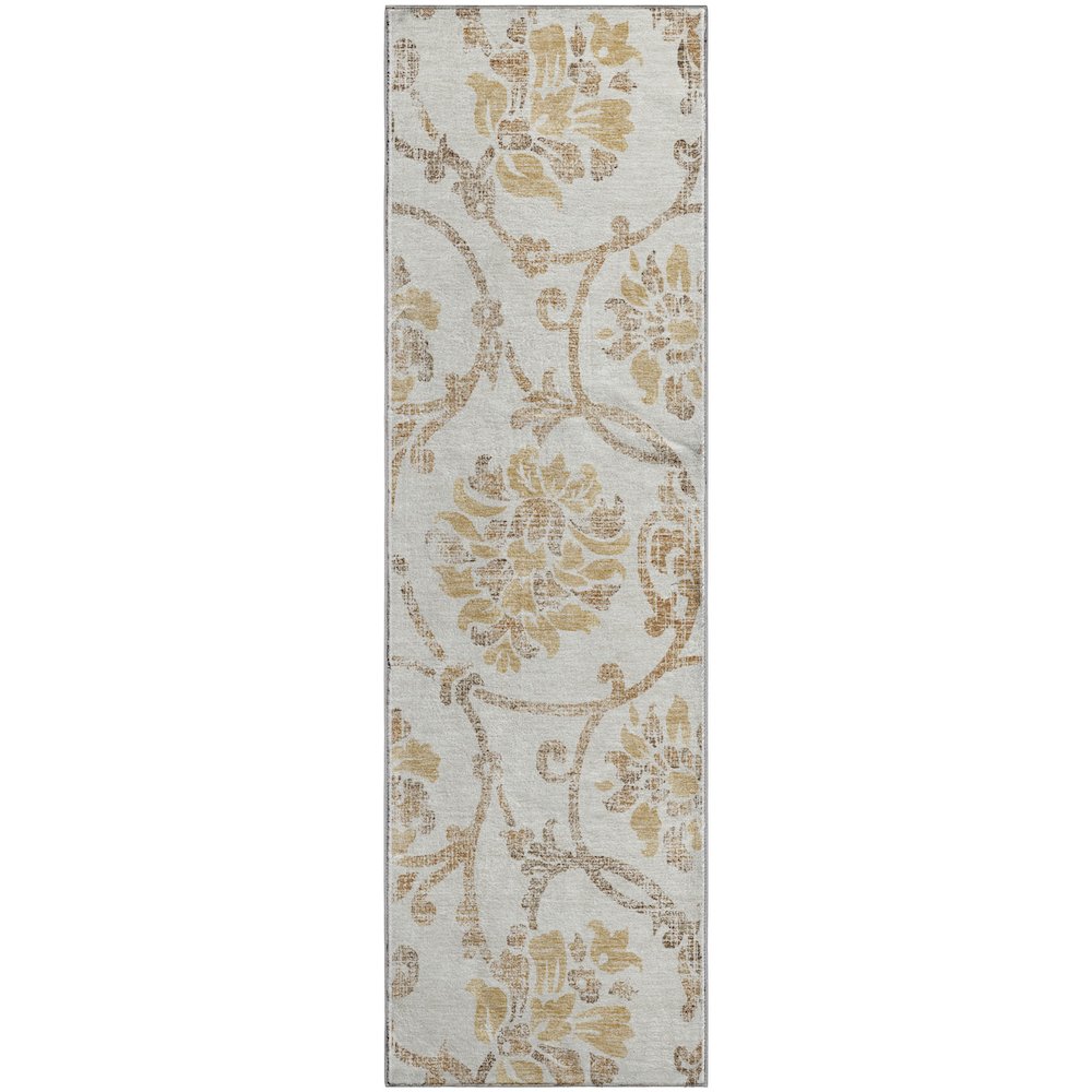 Premium Machine Washable Mayfield AMF762 Ivory 2'3" x 7'6" Runner Rug. Picture 1