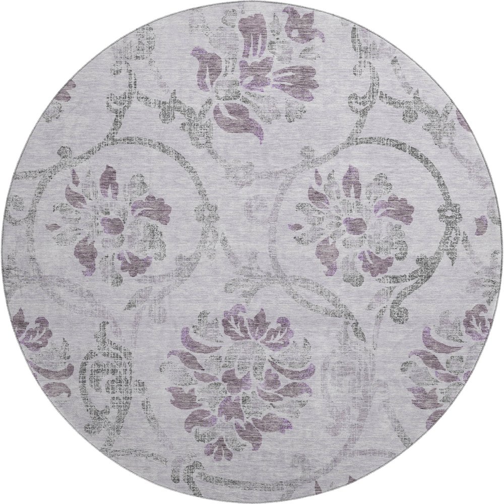 Premium Machine Washable Mayfield AMF762 Lavender 8' x 8' Round Rug. Picture 1