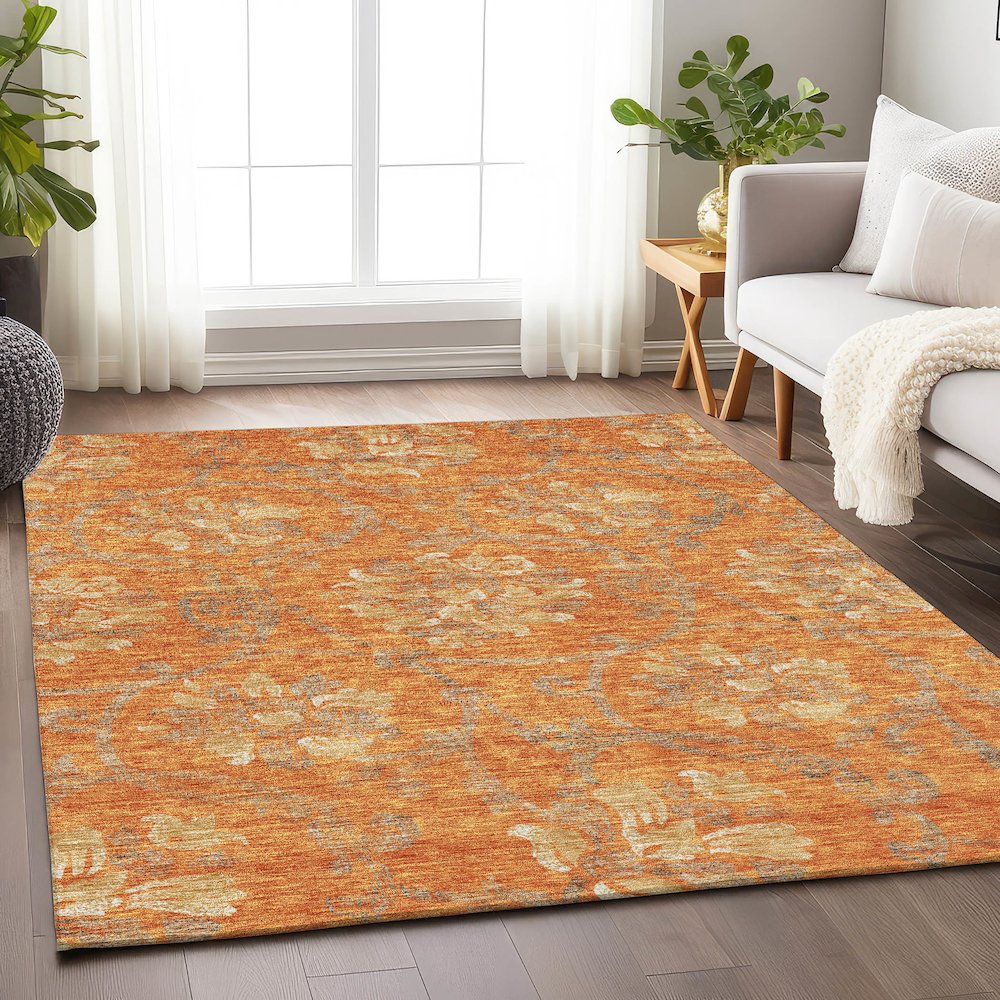 Premium Machine Washable Mayfield AMF762 Orange 2'6" x 3'10" Rug. Picture 5