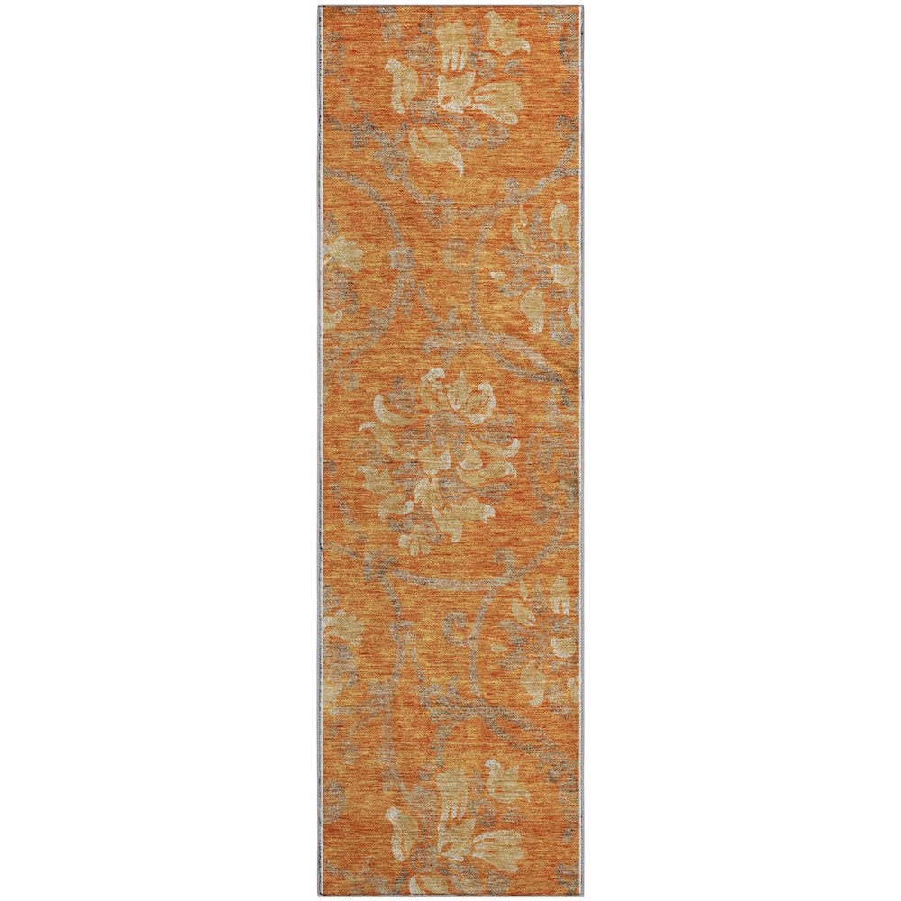 Premium Machine Washable Mayfield AMF762 Orange 2'3" x 7'6" Runner Rug. Picture 1
