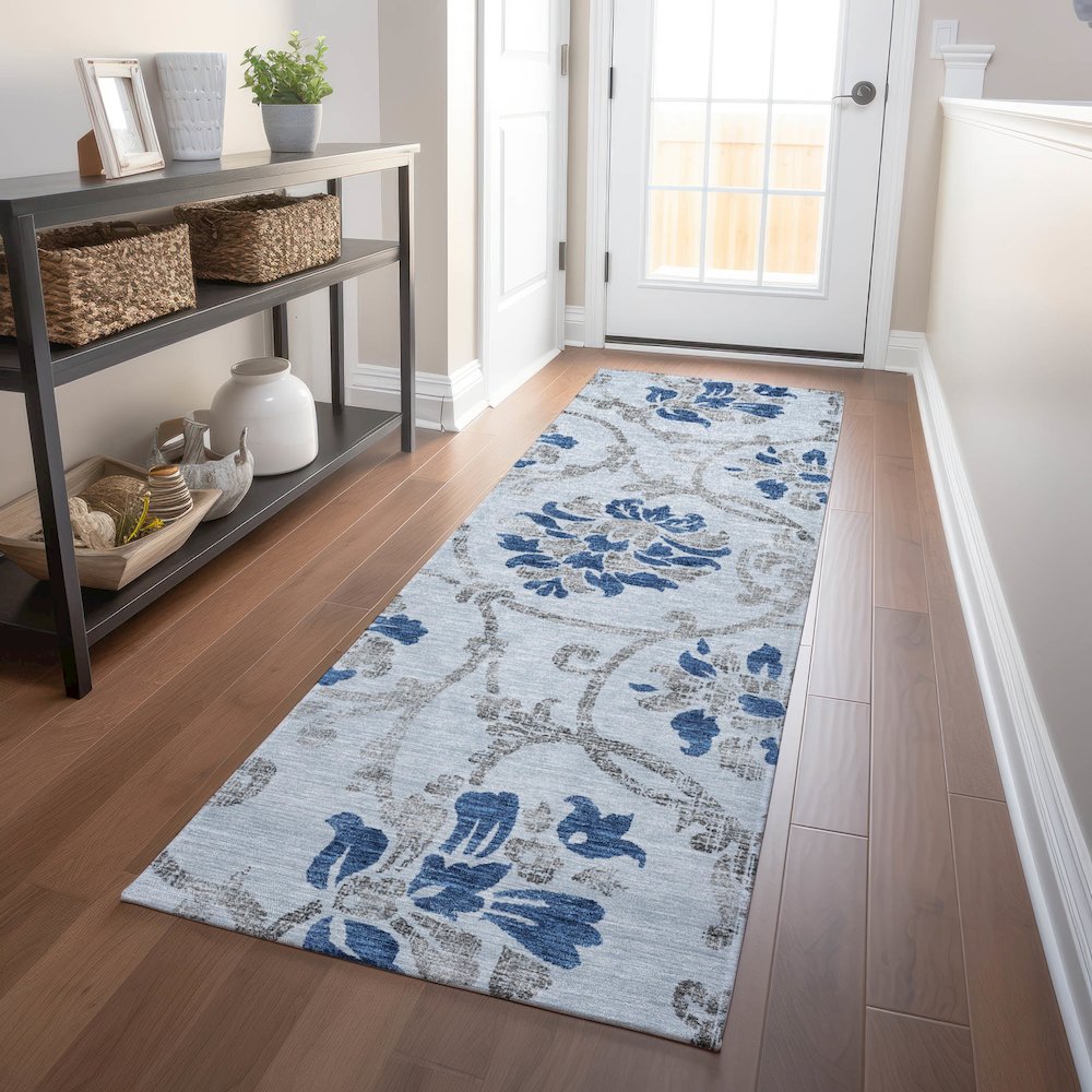 Premium Machine Washable Mayfield AMF762 Sky 2'3" x 7'6" Runner Rug. Picture 5